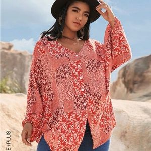 Ditsy Floral Batwing Sleeve Blouse NWOT